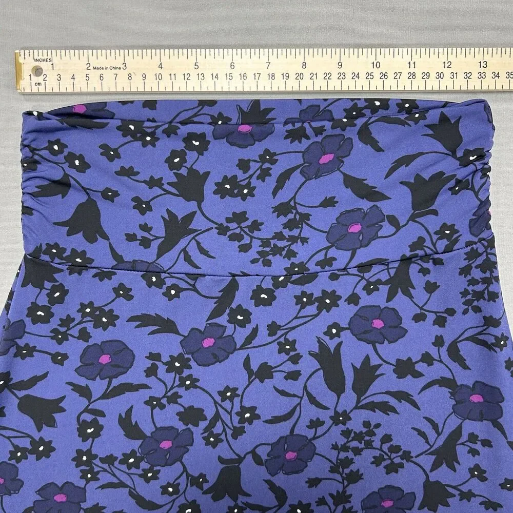 Gilli Skirt Women's Small Purple Floral Flowers Midi Pull On Stretch Lightweight